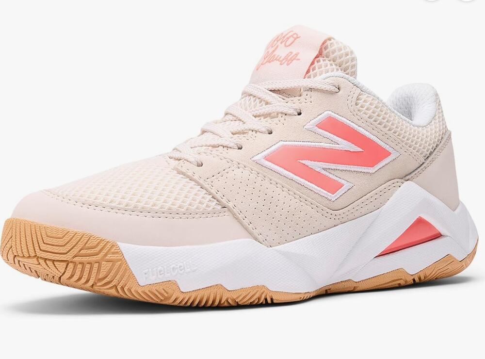 New Balance Women's Coco Delray V2 Hard Court Tennis Shoe, Bisque/Red, 7.5 W